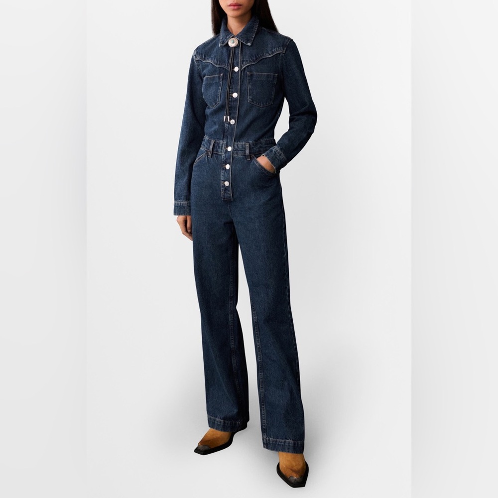 Mango Long Denim Jumpsuit